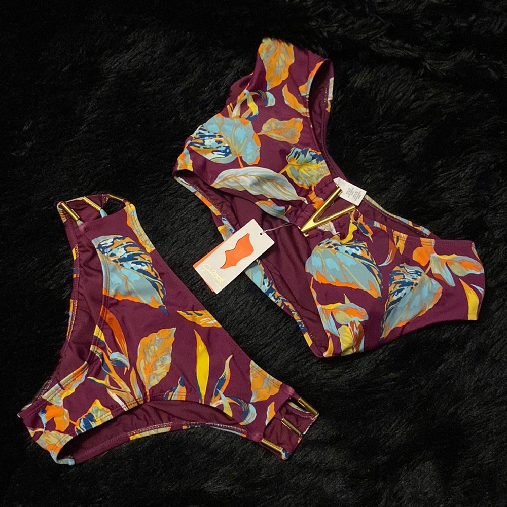 Floral sleeve bikini / swim two piece